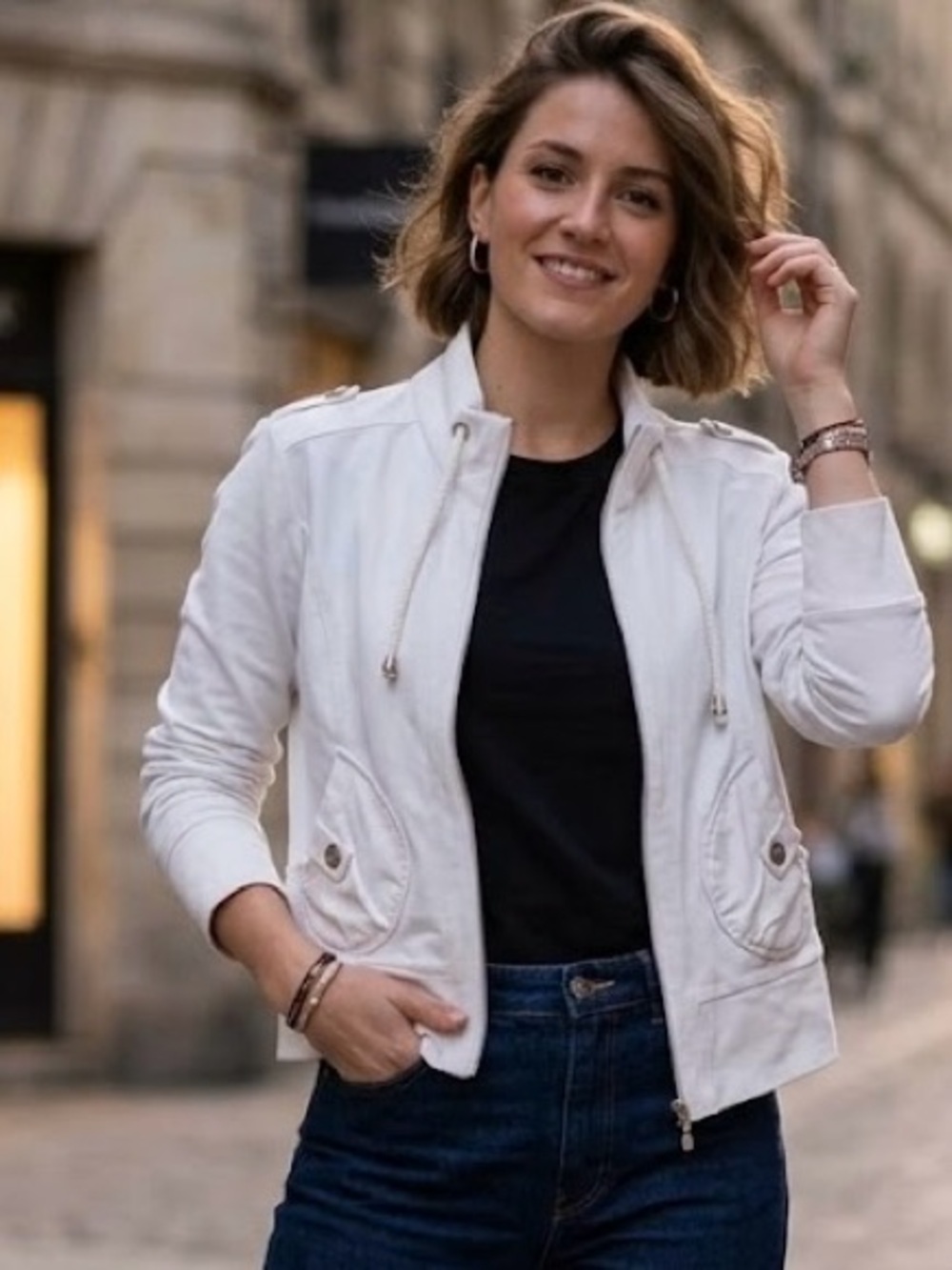 Dolce Vita White Zip Up Luxury European Casual Jacket Quite Luxury Sporty